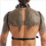 Schwarzer PVC-Harness für Frauen und Männer mit sexy SM-Stil
