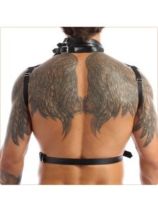 Schwarzer PVC-Harness für Frauen und Männer mit sexy SM-Stil