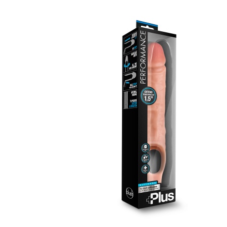 Bild der Penismanschette Performance Plus von Blush, die die Länge und den Umfang des Penis vergrößert