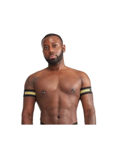 Image du produit Bandes Biceps Rayé Jaune - Accessoire BDSM Mister B