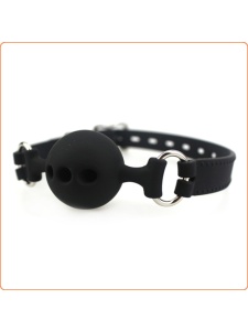 Breathable black silicone gag, BDSM accessory