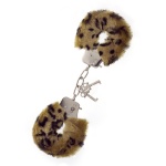 Immagine delle manette in pelliccia di leopardo di DreamToys, elegante accessorio BDSM