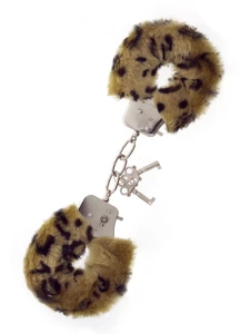 Bild der Leopard Pelz Handschellen von DreamToys, elegantes BDSM Zubehör