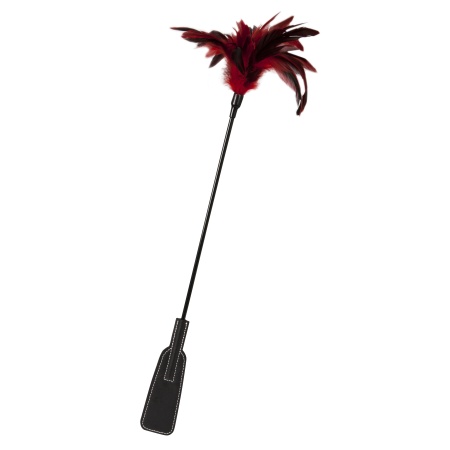 Cravache Sensuelle Guilty Pleasure avec plume rouge et récolte noire