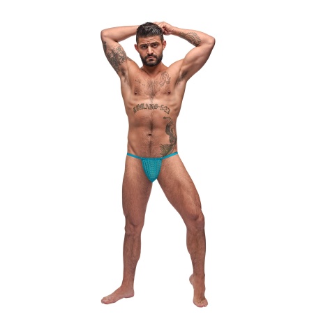 Transparent thong turquoise blue from Male Power