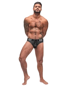 Immagine del perizoma sexy maschile con lacci per uomo, nero con lacci
