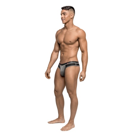 Image d'un String Reversible Male Power in black and grey polyester