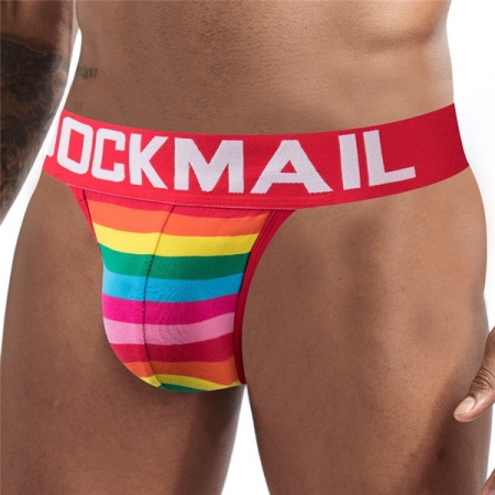 Colourful, comfortable JockMail jockstrap in rainbow colours