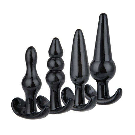 Set of 4 black silicone anal plugs