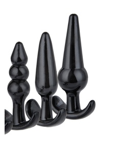 Set of 3 Black Silicone Anal Plugs for a unique experience