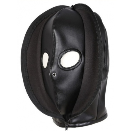 Cagoule BDSM Double Layer Simili Noire pour masque pour les yeux