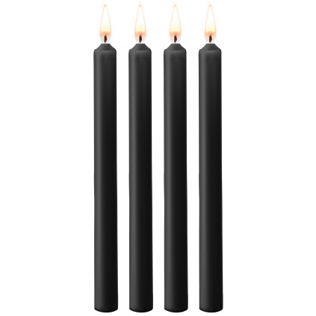 Vier schwarze SM Ouch-Kerzen für sinnliche Spiele