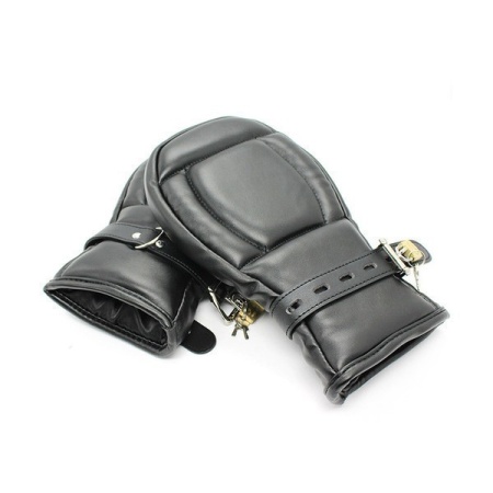 Padded Suspension mitts/gloves in faux leather for BDSM games