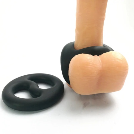 Yin-Yang silicone cock and testicles ring by Brutus