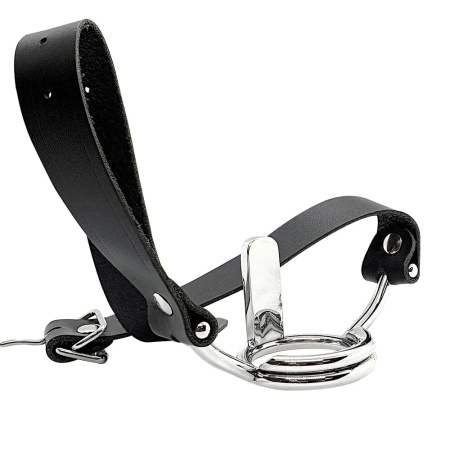 Stainless steel BDSM gag with tongue depressor from Black Label