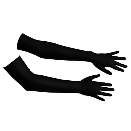 Long black satin gloves by Cottelli