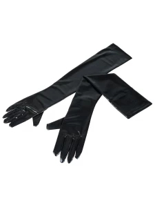 Extra-long gloves in shiny wet look Black by Cottelli