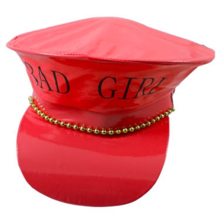 BAD GIRL Kappe aus rotem Kunstleder, sexy und lustiges Accessoire