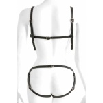 Sexy black leather BDSM harness for women and men