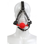 Bild von Verstellbares Kopfgeschirr Knebel & Ball-Gag aus rotem Silikon
