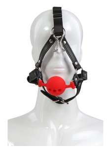 Bild von Verstellbares Kopfgeschirr Knebel & Ball-Gag aus rotem Silikon