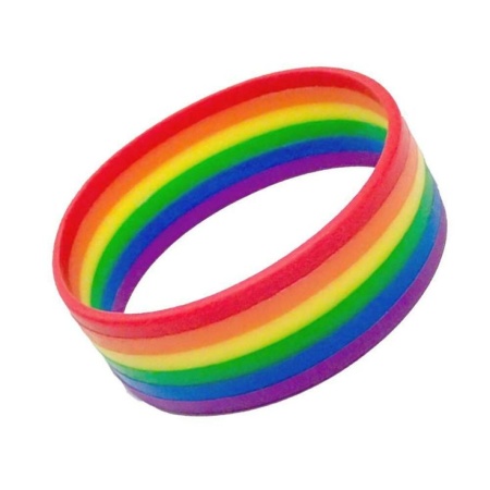 Bracelet en silicone avec des rayures colorées arc-en-ciel