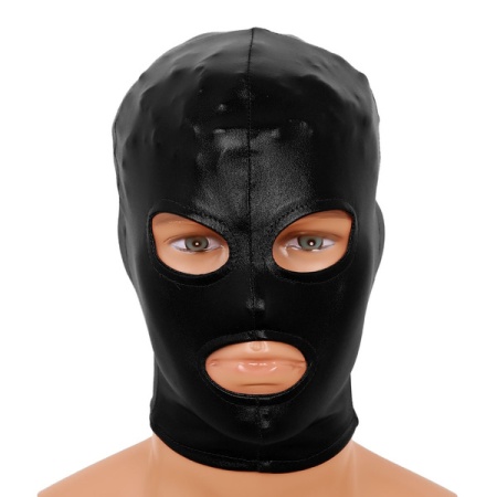 Image of the Glossy Black Mask Hood with Zip