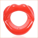 Image of the Red Open Mouth Sling, rigid silicone BDSM accessory