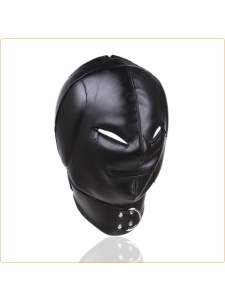 Zipped eye mask with thick leatherette ear padding