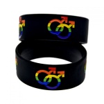 Braccialetto Pride in silicone con simboli maschili color arcobaleno