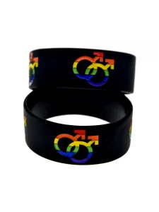 Bracelet Homme Pride en Silicone avec symboles hommes colorés en rainbow