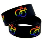 Silicone Pride bracelet with rainbow coloured men's symbols