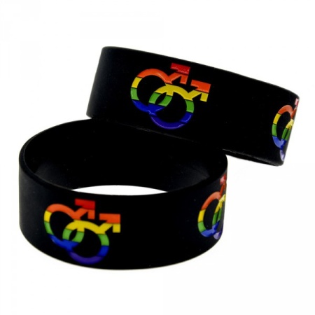 Silicone Pride bracelet with rainbow coloured men's symbols