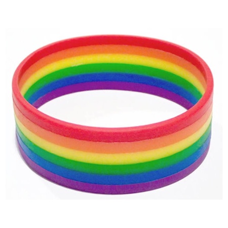 Bracelet en silicone avec des rayures colorées arc-en-ciel