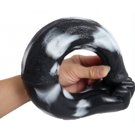 Immagine di Double Handorz XXL 39 x 6,5 cm DoublePlayz morbido dildo in silicone bianco-nero marmorizzato