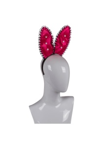 Bild zeigt sexy rosa Kaninchenohren mit Satinperlen und Spitze