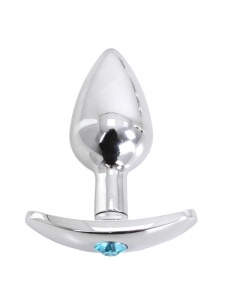 Anal KIOTOS Jewellery Plug with Blue Curve Round Base and Shiny Jewel