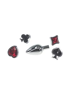 Bild des Plugs Metall Juwel Poker Up, originelles Sextoy mit 4 austauschbaren Formen