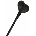 Black leather and bamboo heart whip