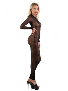 Immagine che mostra la Soisbelle Glitter Effect Jumpsuit, un capo di lingerie sexy in sottile rete nera con effetto glitter.