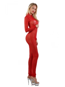 Tuta sexy in lingerie rossa con effetto glitter di Soisbelle