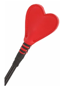 Red heart whip with faux leather handle and bamboo shaft