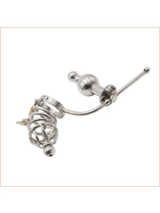 Chastity cage with anal and urethral plugs