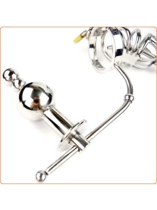 Chastity cage with anal and urethral plugs
