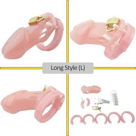 CB-6000 Long Pale Pink Chastity Cage