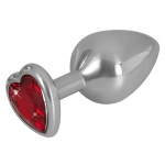 Image du Plug Anal Diamant Medium de You2Toys, un bijou anal en aluminium avec un cœur rouge scintillant en pierre précieuse