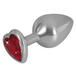 Immagine del plug anale medio Diamond di You2Toys, un gioiello anale in alluminio con un cuore di pietra rossa scintillante