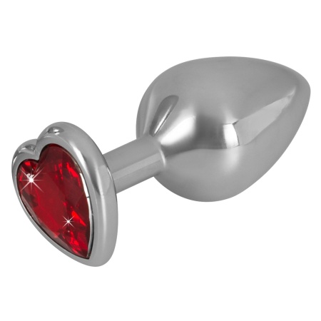 Immagine del plug anale medio Diamond di You2Toys, un gioiello anale in alluminio con un cuore di pietra rossa scintillante