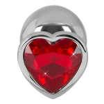 Immagine del plug anale medio Diamond di You2Toys, un gioiello anale in alluminio con un cuore di pietra rossa scintillante