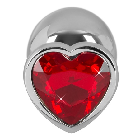 Immagine del plug anale medio Diamond di You2Toys, un gioiello anale in alluminio con un cuore di pietra rossa scintillante